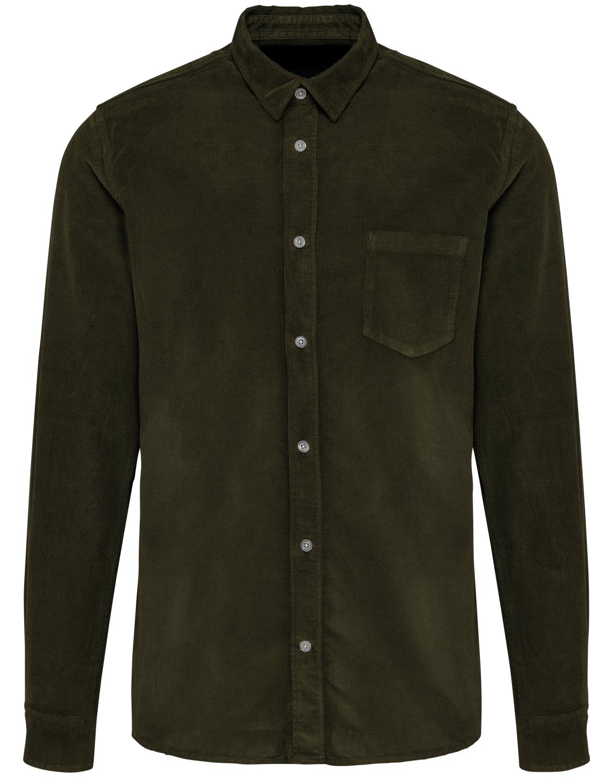 Chemise manches longues en velours homme — coloris Washed Dusky Khaki #Couleur_Washed-Dusky-Khaki