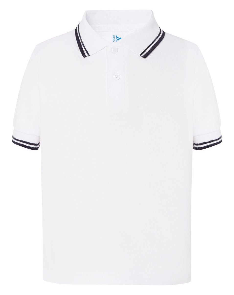 Polo contrasté enfant — coloris White / Navy #Couleur_White-/-Navy