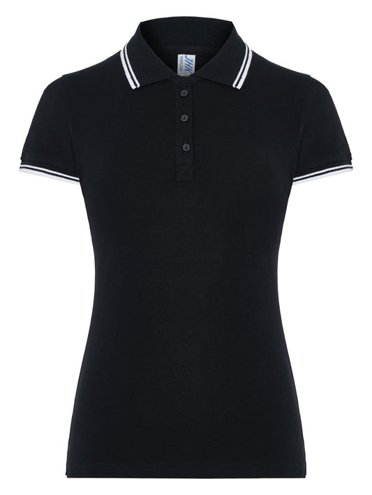Polo contrasté femme — coloris Black / White #Couleur_Black-/-White