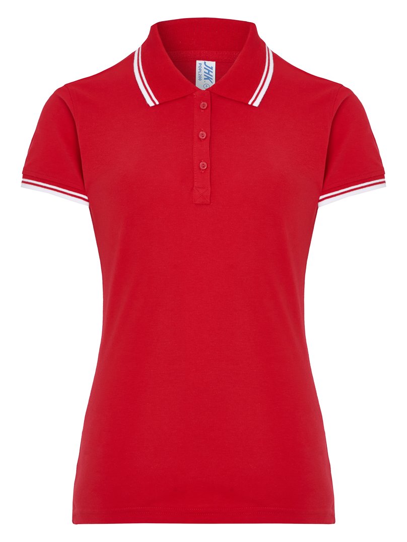 Polo contrasté femme — coloris Red / White #Couleur_Red-/-White