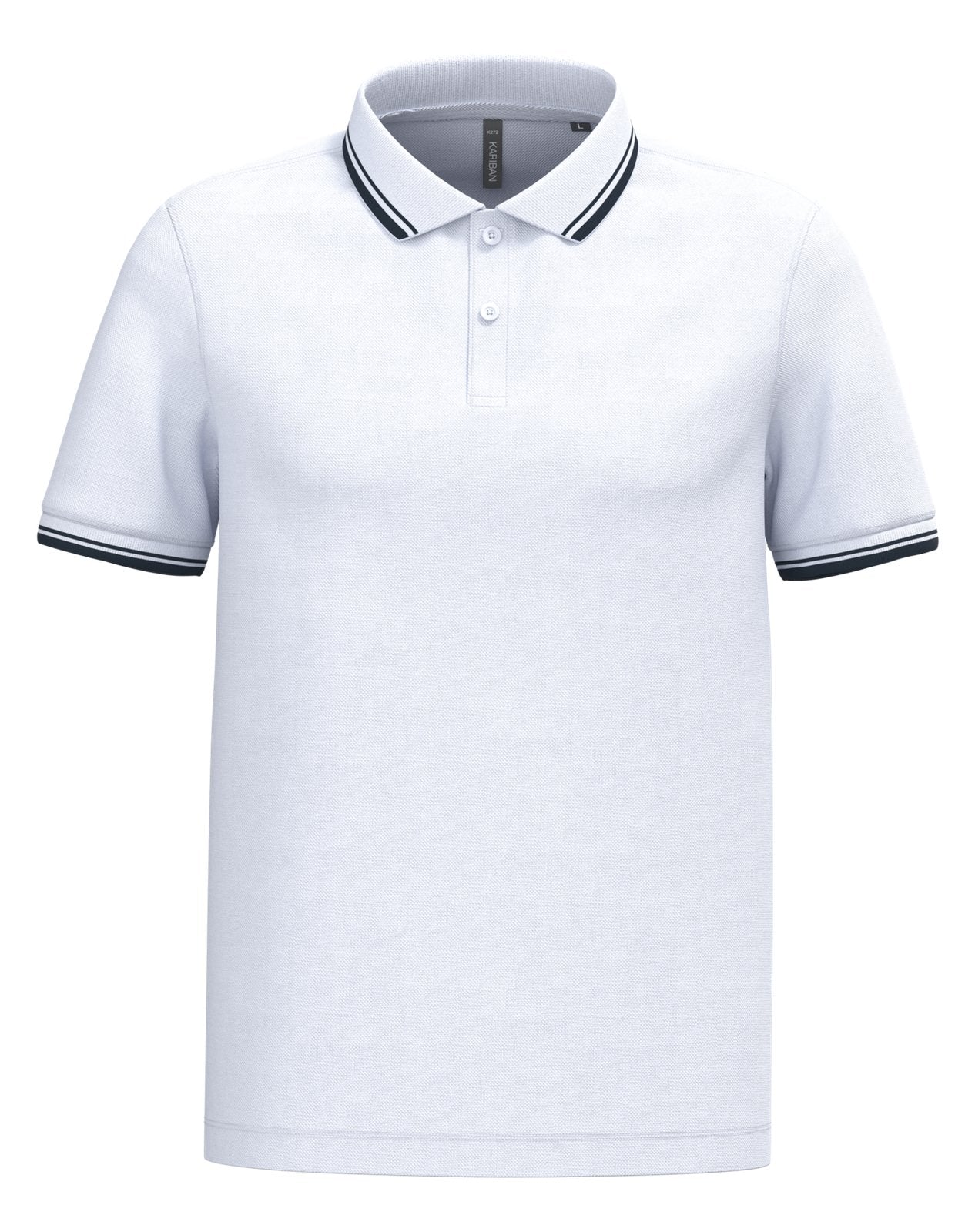 Polo homme manches courtes à liserés contrastés — coloris White / Navy #Couleur_White-/-Navy