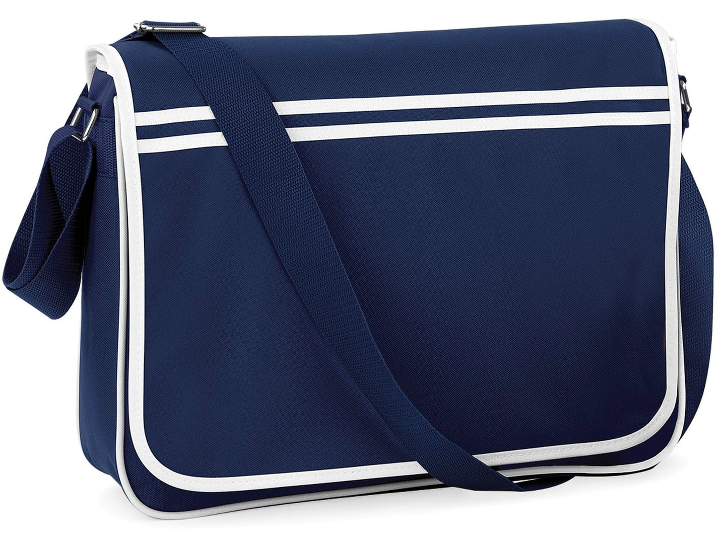 Sacoche messenger style rétro — coloris Navy / White #Couleur_Navy-/-White