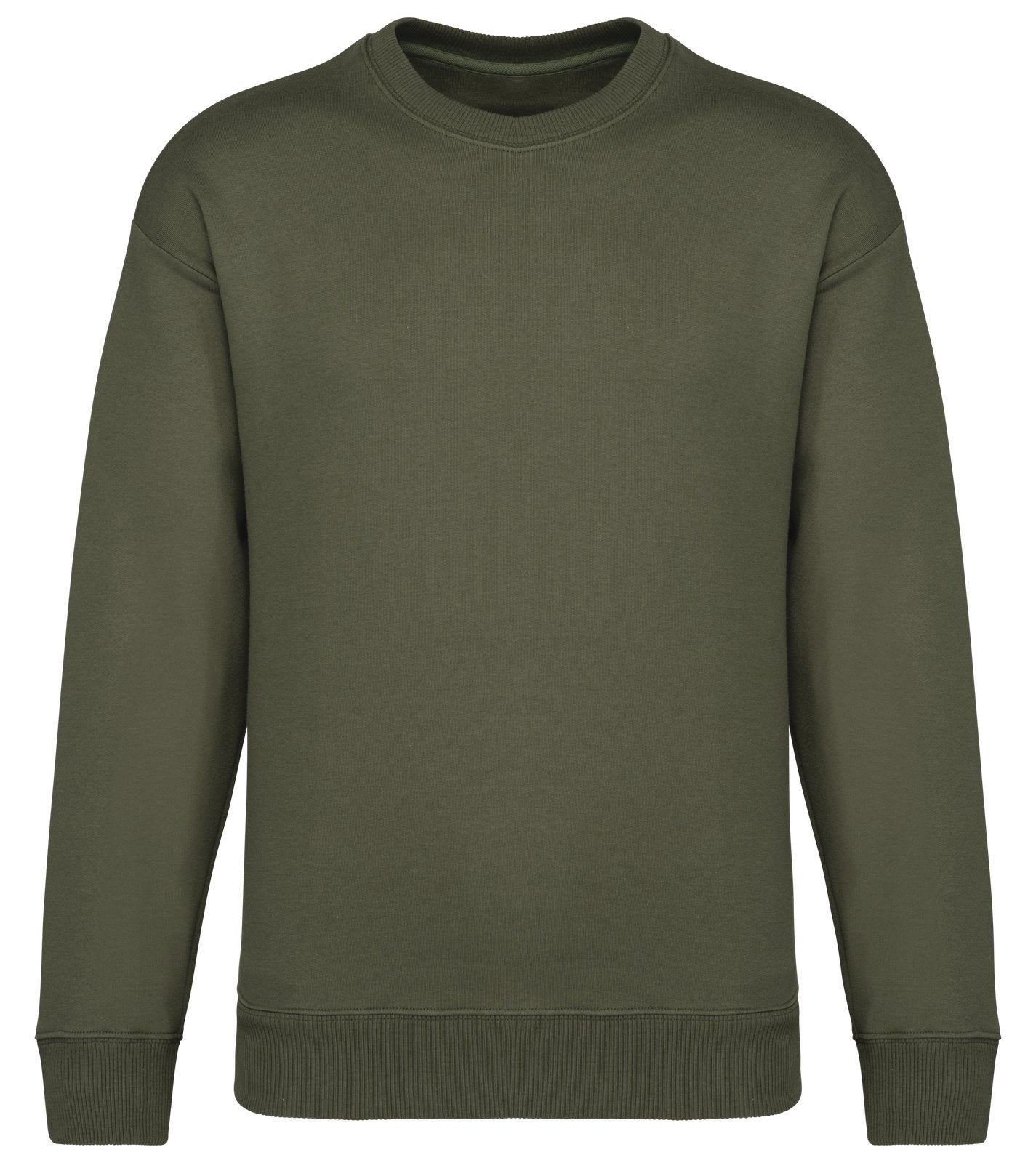 Sweat-shirt écoresponsable à col rond oversize unisexe — coloris Organic Khaki #Couleur_Organic-Khaki
