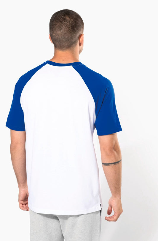 T-shirt bicolore manches courtes baseball