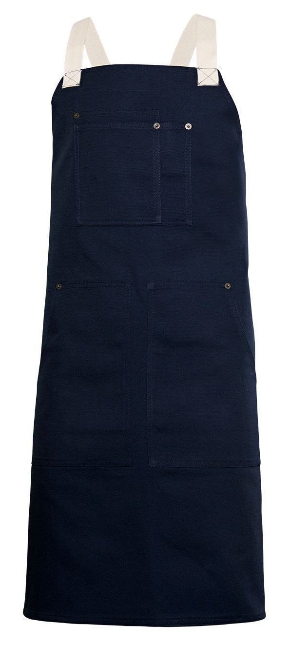 Tablier à bavette canva — coloris Navy / Ivory #Couleur_Navy-/-Ivory