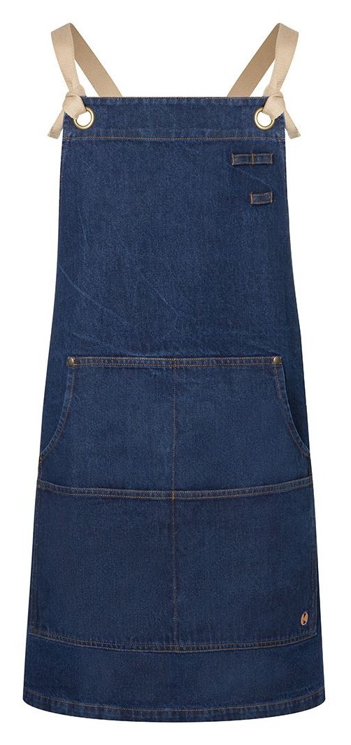 Tablier à bavette denim style urbain 370 g/m² — KARLOWSKY BIB APRON DENIM URBAN-STYLE — coloris Denim Blue #Couleur_Denim-Blue