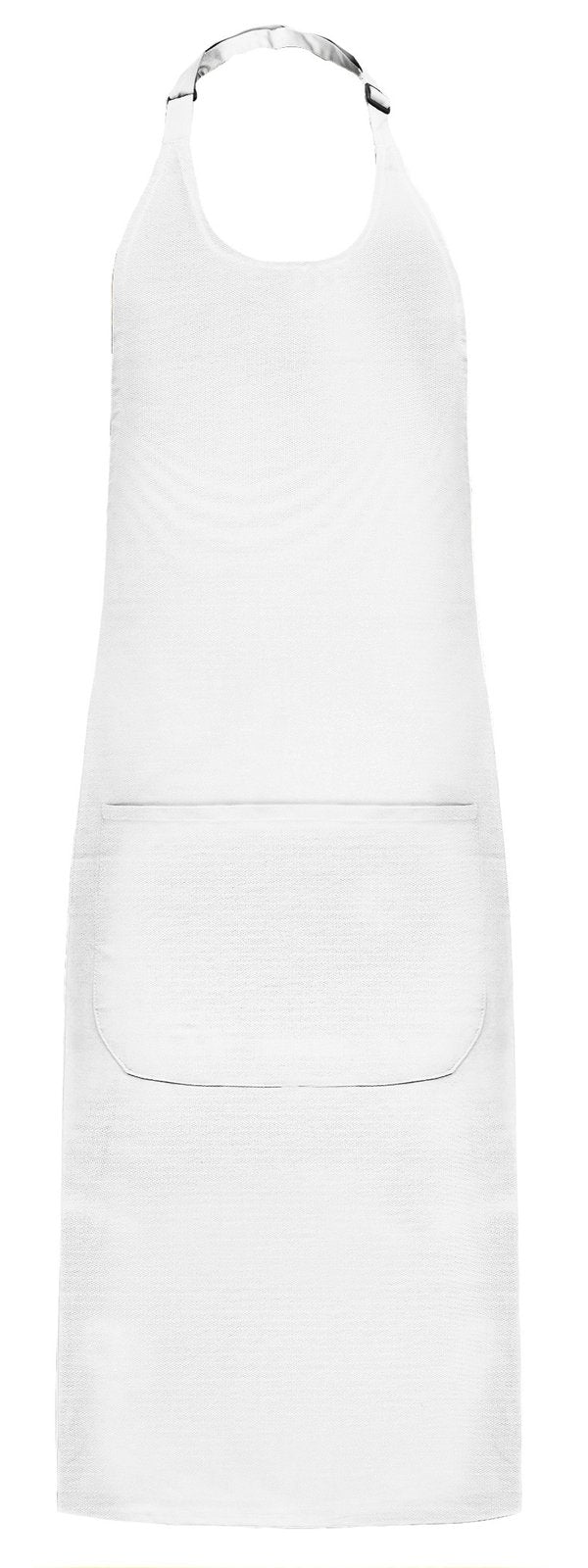 Tablier à bavette polycoton avec poche — coloris White #Couleur_White