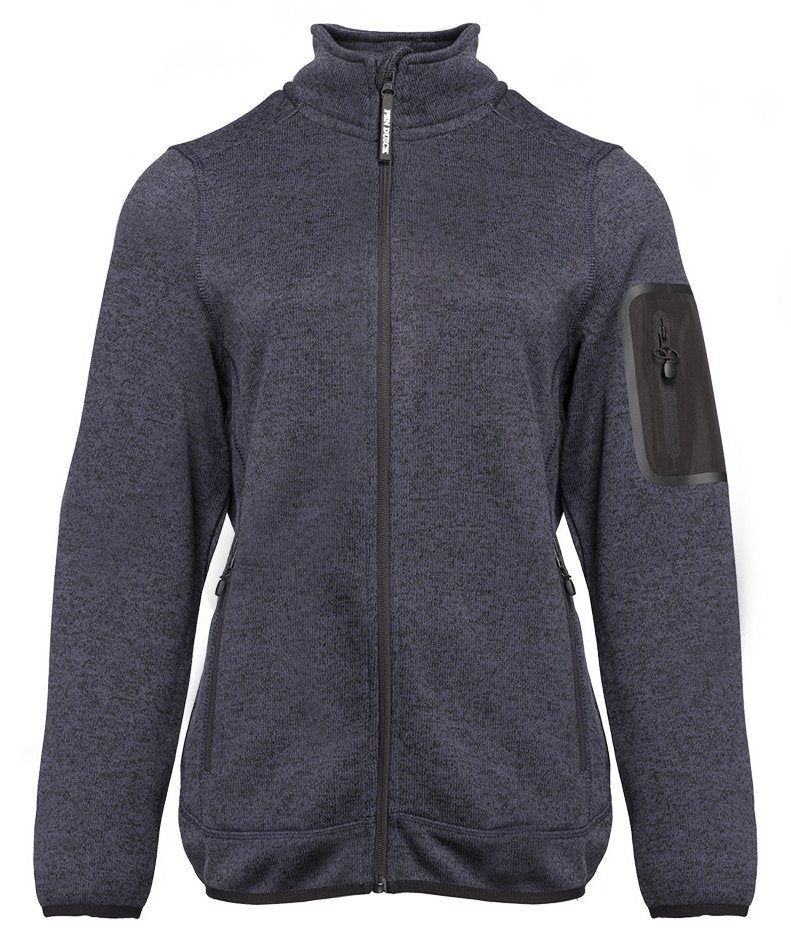 Veste polaire tricotée femme — coloris Heather Navy #Couleur_Heather-Navy