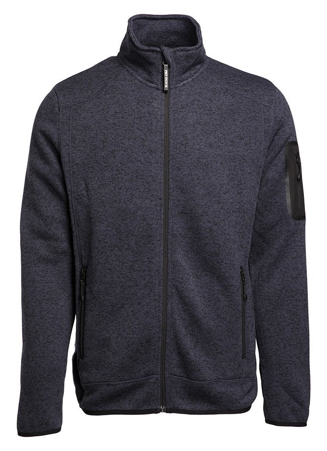 Veste polaire tricotée homme — coloris Heather Navy #Couleur_Heather-Navy