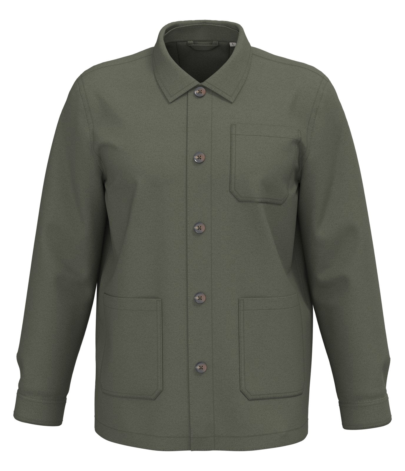Veste worker écoresponsable délavée unisexe — coloris Washed Organic Khaki #Couleur_Washed-Organic-Khaki