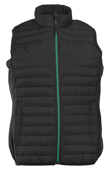 Bodywarmer bi-matière femme  — coloris Black / Black / Kelly Green #Couleur_Black-/-Black-/-Kelly-Green