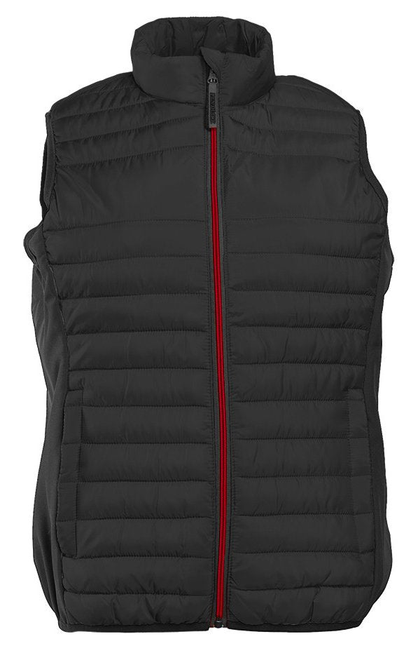 Bodywarmer bi-matière femme  — coloris Black / Black / Red #Couleur_Black-/-Black-/-Red