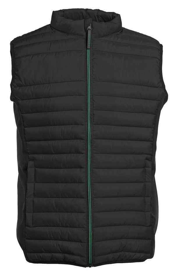 Bodywarmer bi-matière homme  — coloris Black / Black / Kelly Green #Couleur_Black-/-Black-/-Kelly-Green