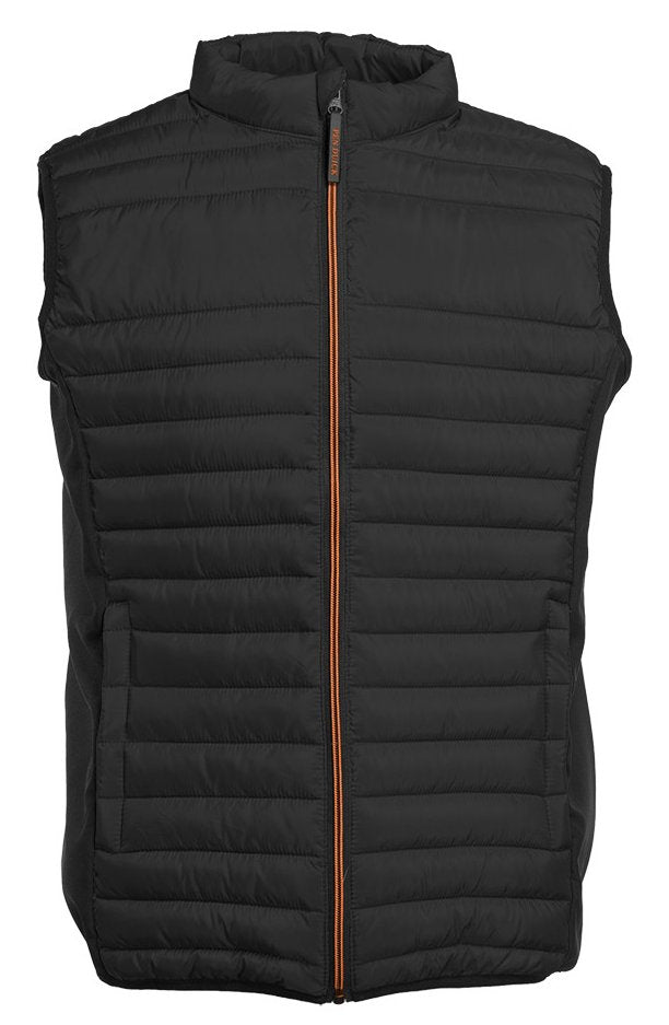 Bodywarmer bi-matière homme  — coloris Black / Black / Orange #Couleur_Black-/-Black-/-Orange