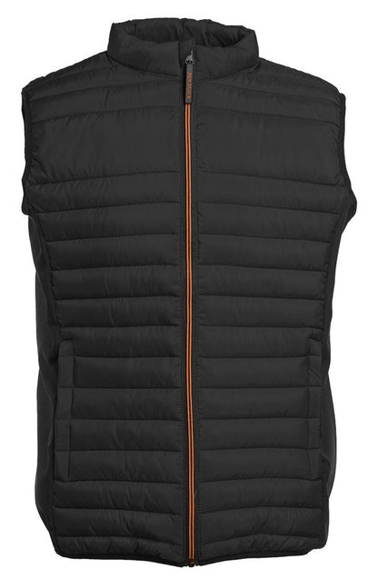 Bodywarmer bi-matière homme  — coloris Black / Black / Orange #Couleur_Black-/-Black-/-Orange