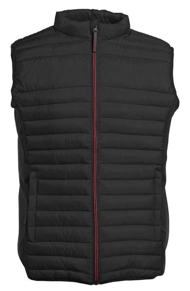 Bodywarmer bi-matière homme  — coloris Black / Black / Red #Couleur_Black-/-Black-/-Red
