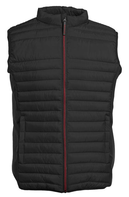 Bodywarmer bi-matière homme  — coloris Black / Black / Red #Couleur_Black-/-Black-/-Red