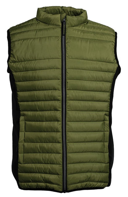 Bodywarmer bi-matière homme  — coloris Olive / Black #Couleur_Olive-/-Black