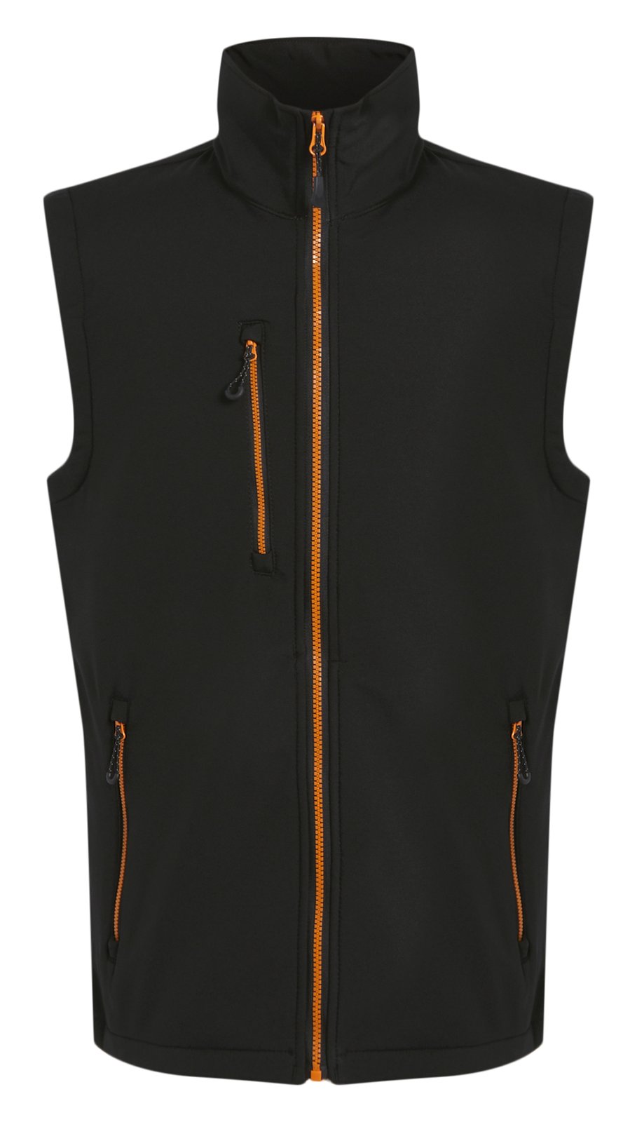 Bodywarmer Softshell 2 couches  — coloris Black / Orange Pop #Couleur_Black-/-Orange-Pop