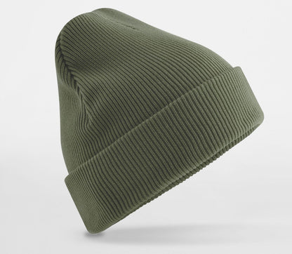 Bonnet en coton organique avec rabat — BEECHFIELD PREMIUM ORGANIC COTTON ORIGINAL CUFFED BEANIE — coloris Olive Green #Couleur_Olive-Green