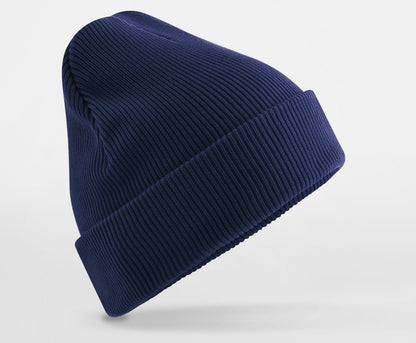 Bonnet en coton organique avec rabat — BEECHFIELD PREMIUM ORGANIC COTTON ORIGINAL CUFFED BEANIE — coloris Oxford Navy #Couleur_Oxford-Navy