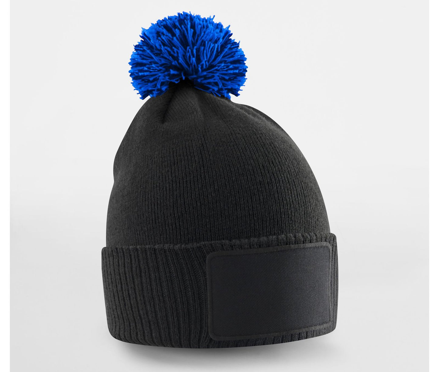 Bonnet enfant avec empiècement et pompom — coloris Black / Bright Royal #Couleur_Black-/-Bright-Royal