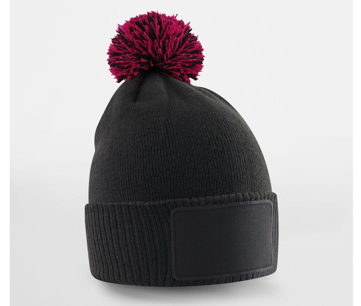 Bonnet enfant avec empiècement et pompom — coloris Black / Classic Red #Couleur_Black-/-Classic-Red