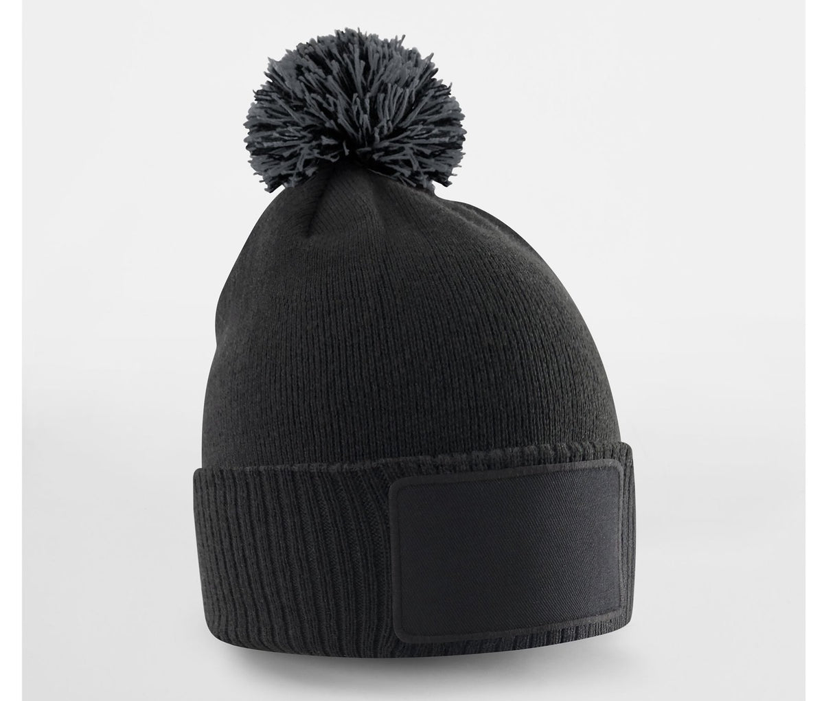 Bonnet enfant avec empiècement et pompom — coloris Black / Graphite Grey #Couleur_Black-/-Graphite-Grey