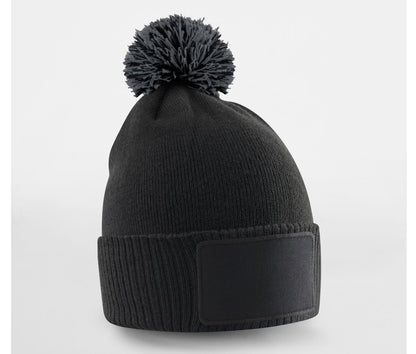 Bonnet enfant avec empiècement et pompom — coloris Black / Graphite Grey #Couleur_Black-/-Graphite-Grey