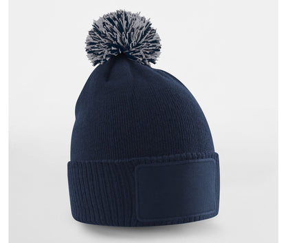 Bonnet enfant avec empiècement et pompom — coloris French Navy / Light Grey #Couleur_French-Navy-/-Light-Grey