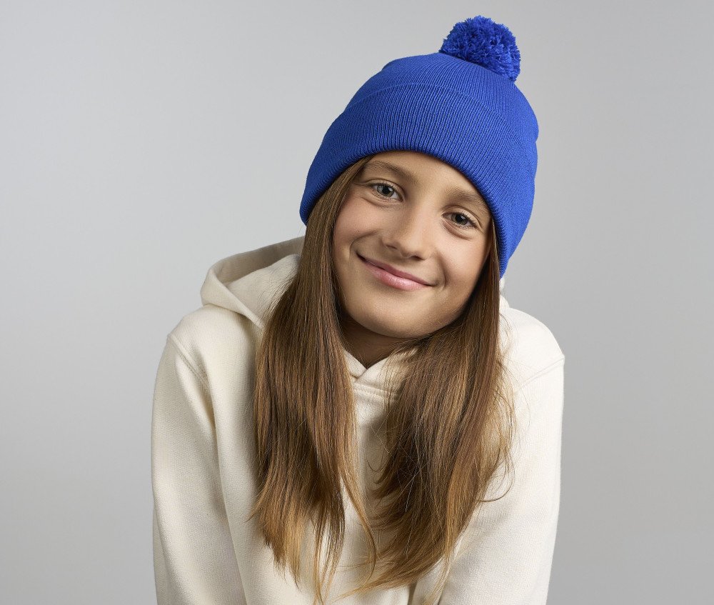 Bonnet recylé à pompon pour enfant