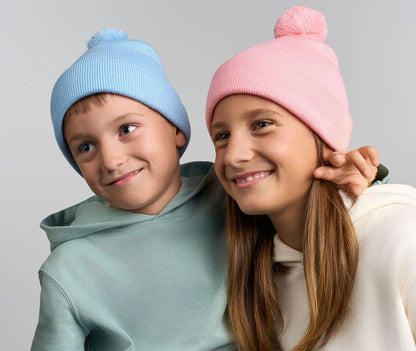 Bonnet recylé à pompon pour enfant