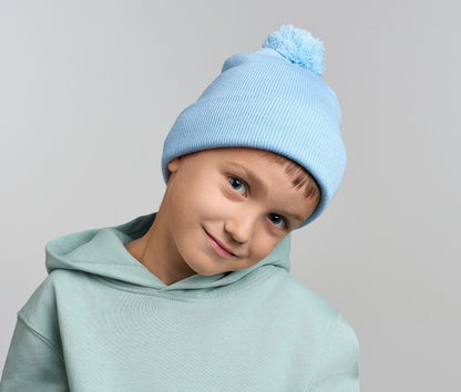 Bonnet recylé à pompon pour enfant