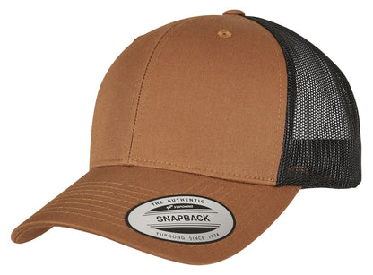 Casquette style retro trucker premium 215 g/m²  — coloris Caramel / Black #Couleur_Caramel-/-Black