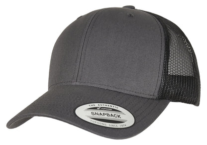 Casquette style retro trucker premium 215 g/m²  — coloris Charcoal / Black #Couleur_Charcoal-/-Black