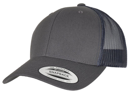 Casquette style retro trucker premium 215 g/m²  — coloris Charcoal / Navy #Couleur_Charcoal-/-Navy