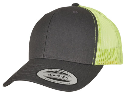 Casquette style retro trucker premium 215 g/m²  — coloris Charcoal / Neon Green #Couleur_Charcoal-/-Neon-Green