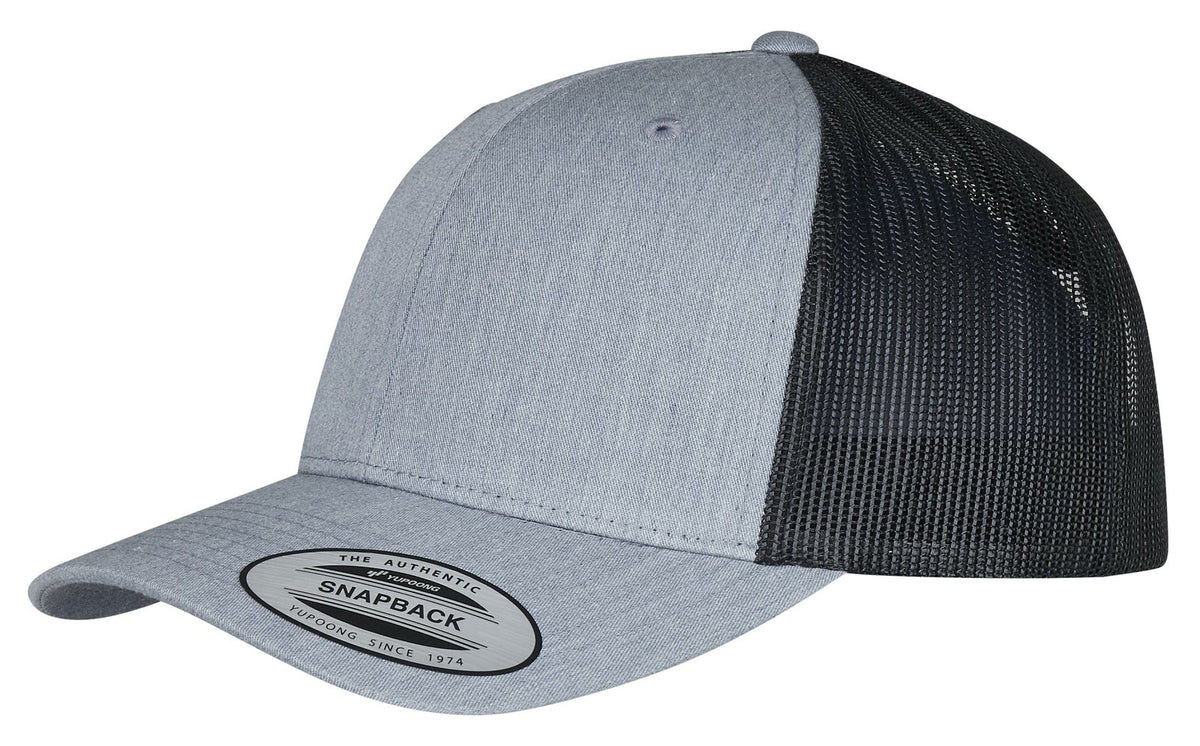 Casquette style retro trucker premium 215 g/m²  — coloris Heather / Black #Couleur_Heather-/-Black