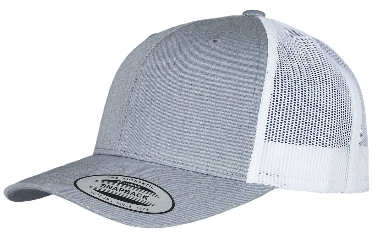 Casquette style retro trucker premium 215 g/m²  — coloris Heather / White #Couleur_Heather-/-White