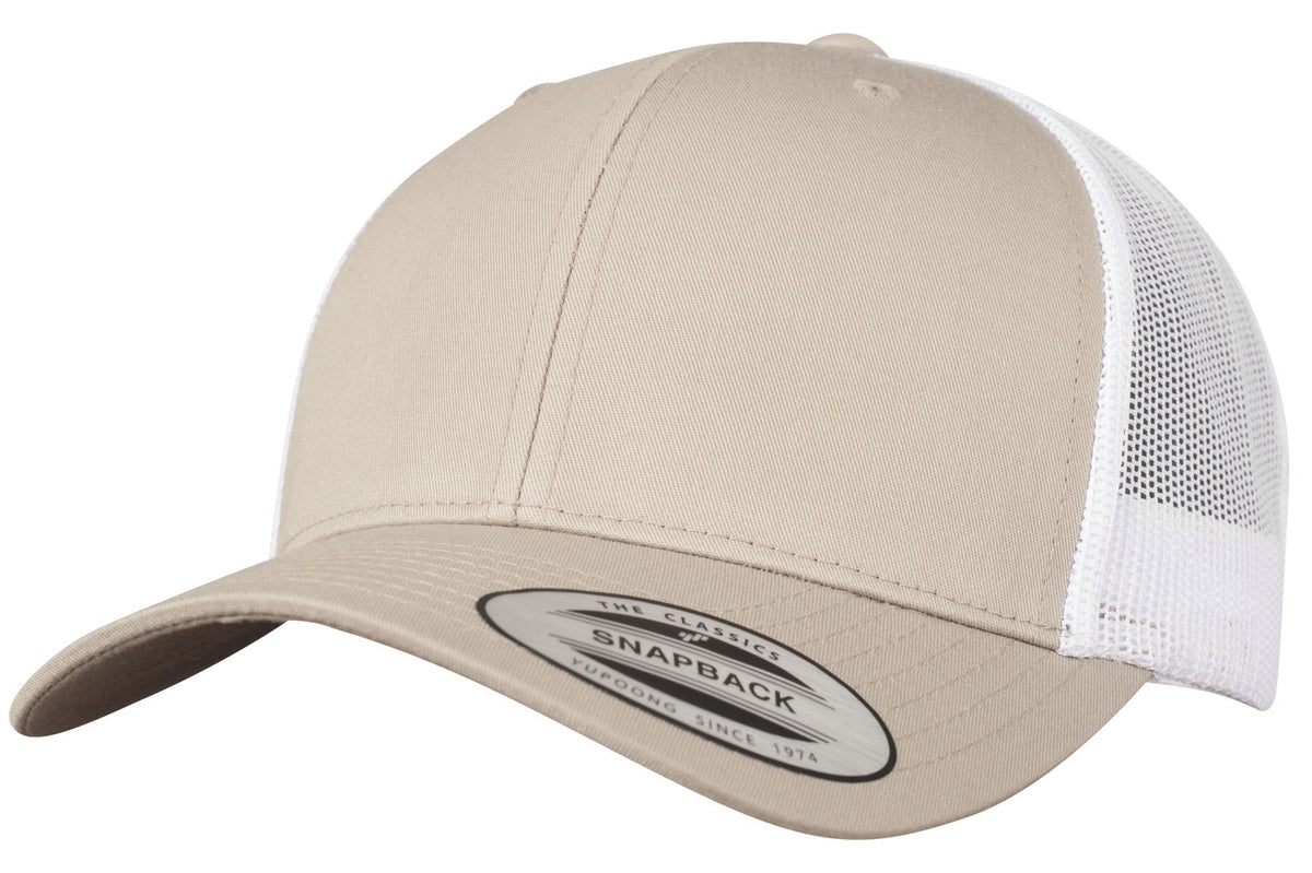 Casquette style retro trucker premium 215 g/m²  — coloris Khaki / White #Couleur_Khaki-/-White