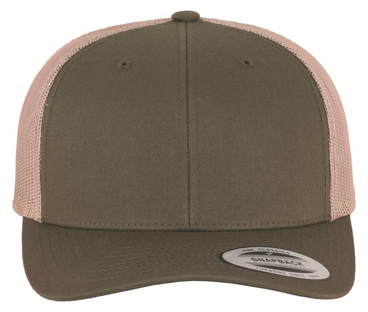 Casquette style retro trucker premium 215 g/m²  — coloris Moss Green / Khaki #Couleur_Moss-Green-/-Khaki