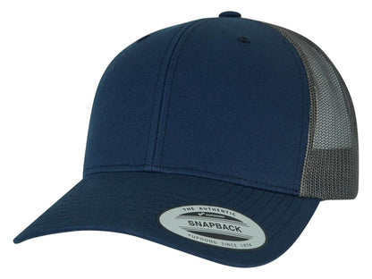 Casquette style retro trucker premium 215 g/m²  — coloris Navy / Greyishbrown #Couleur_Navy-/-Greyishbrown