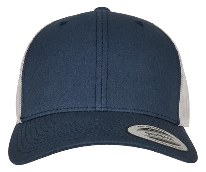 Casquette style retro trucker premium 215 g/m²  — coloris Navy / Silver #Couleur_Navy-/-Silver