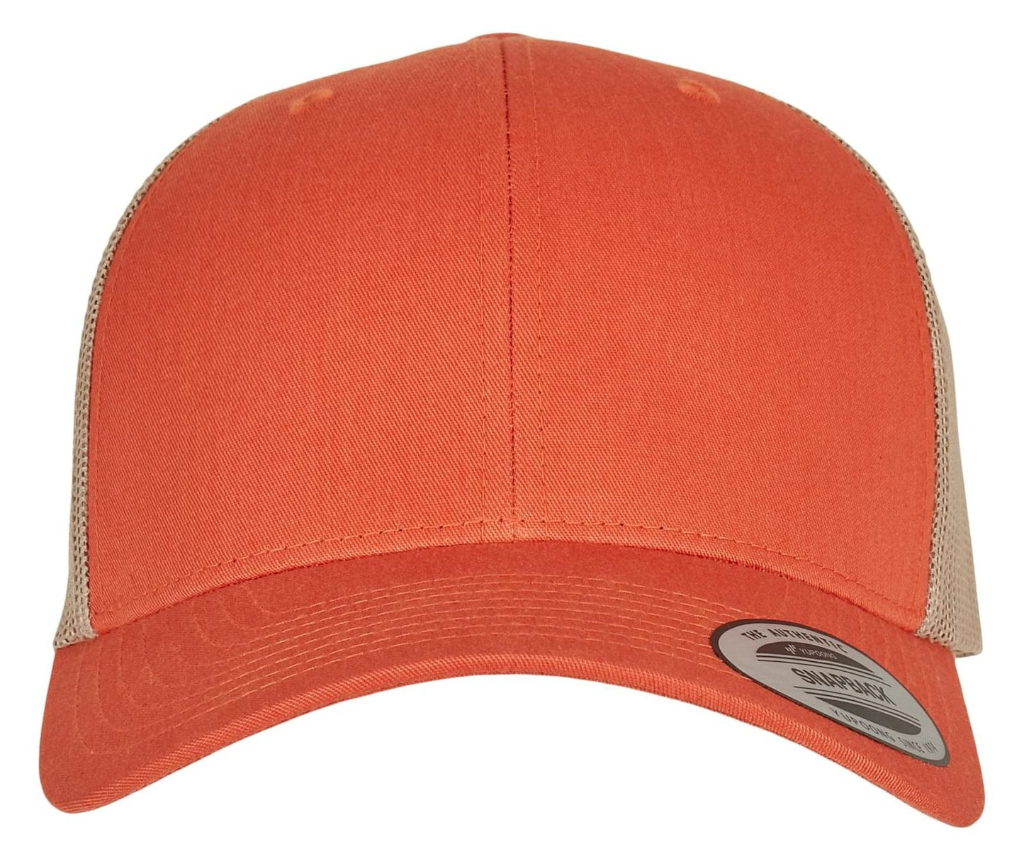 Casquette style retro trucker premium 215 g/m²  — coloris Rustic Orange / Khaki #Couleur_Rustic-Orange-/-Khaki