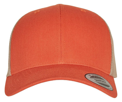 Casquette style retro trucker premium 215 g/m²  — coloris Rustic Orange / Khaki #Couleur_Rustic-Orange-/-Khaki
