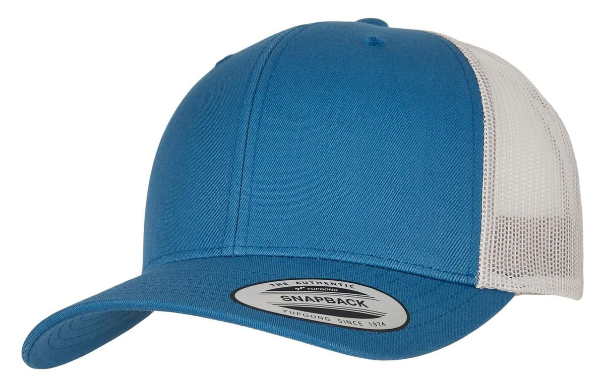 Casquette style retro trucker premium 215 g/m²  — coloris Steel Blue / Silver #Couleur_Steel-Blue-/-Silver