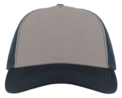 Casquette trucker contrastée recyclée 270 g/m²  — coloris Grey / Navy / Navy #Couleur_Grey-/-Navy-/-Navy