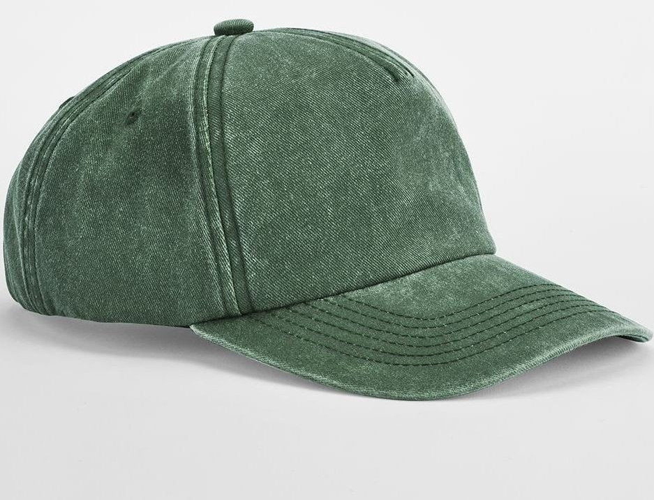 Casquette vintage 5 pans 290 g/m² — coloris Vintage Bottle Green #Couleur_Vintage-Bottle-Green