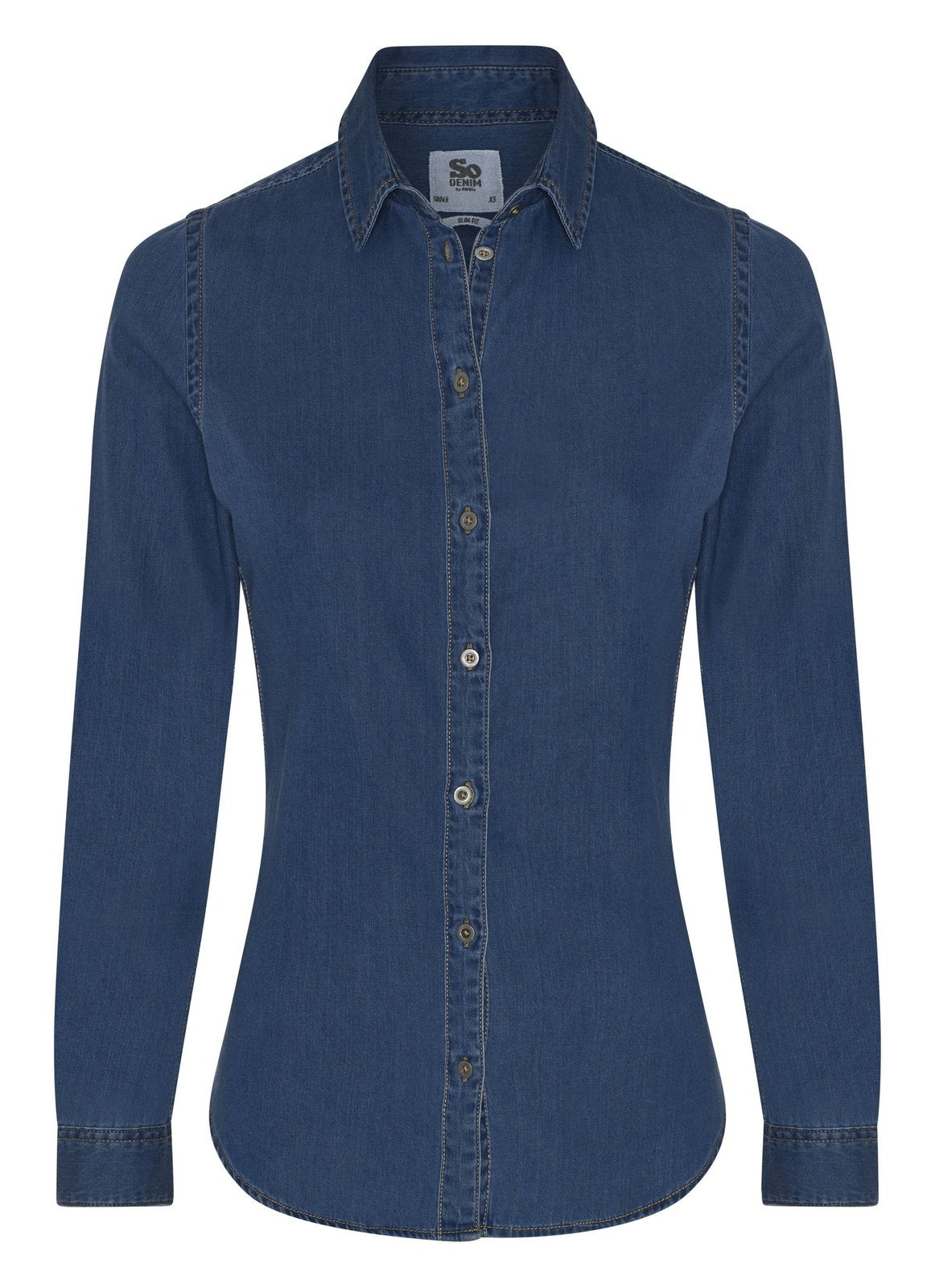 Chemise en jean femme Lucy 142 g/m² — coloris Dark Blue Wash #Couleur_Dark-Blue-Wash