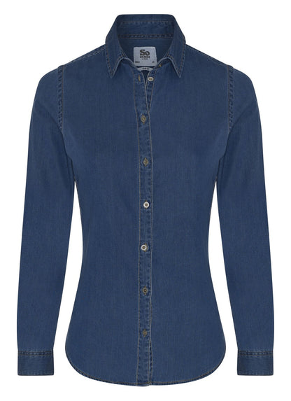 Chemise en jean femme Lucy 142 g/m² — coloris Dark Blue Wash #Couleur_Dark-Blue-Wash